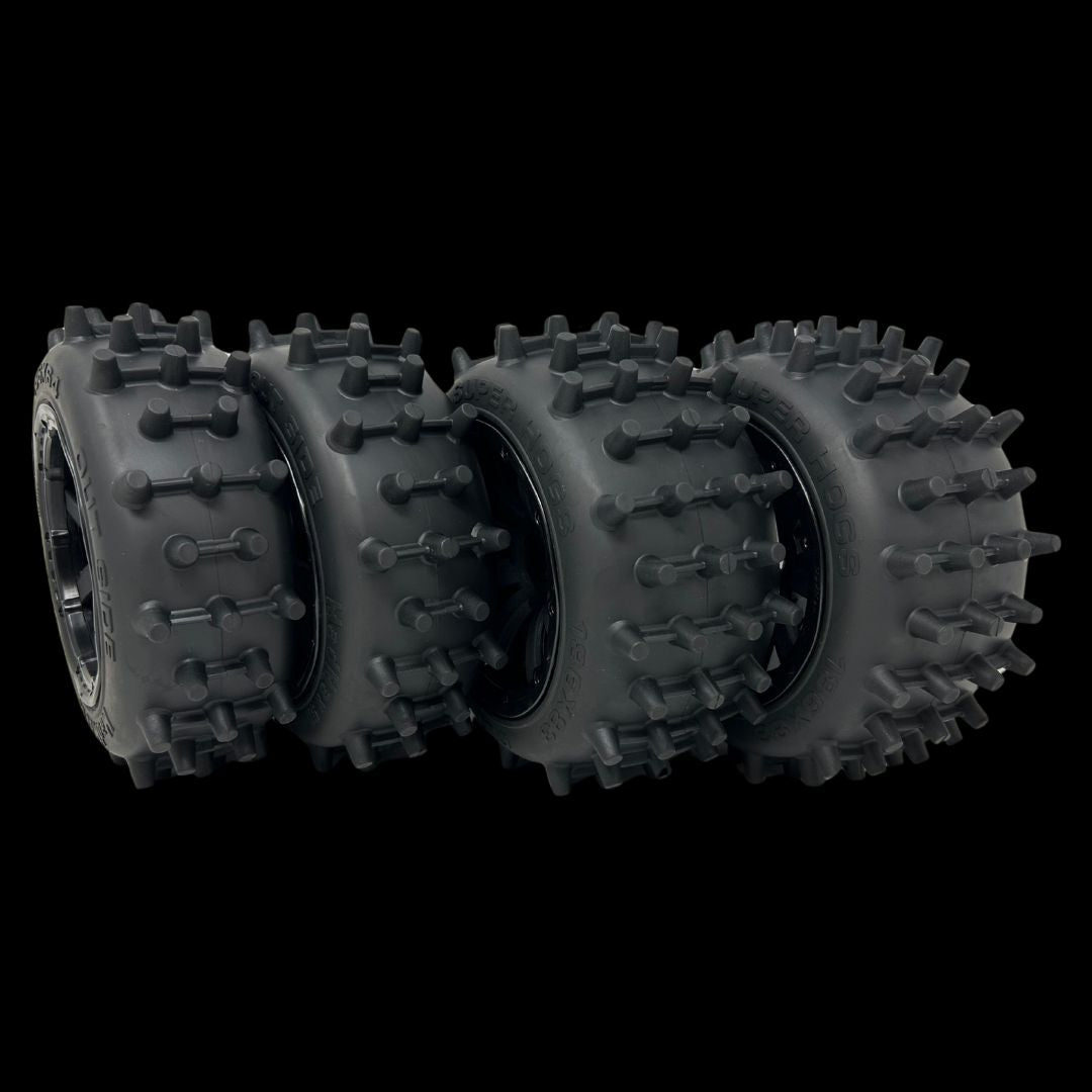 MadMax Super Hog V2 Baja Front/Rear 186mm Spike Wheel/Tyre Set (4)