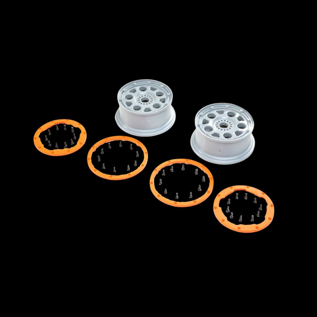 DBXL Silver wheels with colored bead lock rings (2)