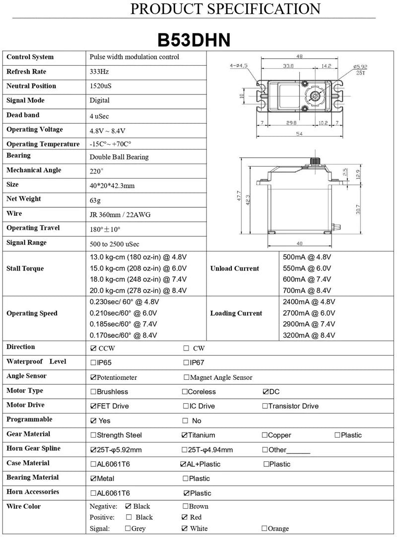 AGFRC 20kg Titanium Gear Losi Promoto Steering Servo - B53DHN