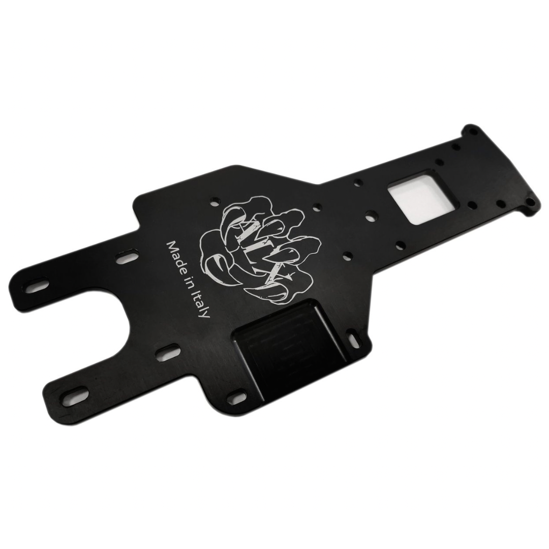 Black metal bracket with logo design and 'Made in Italy' text on a white background