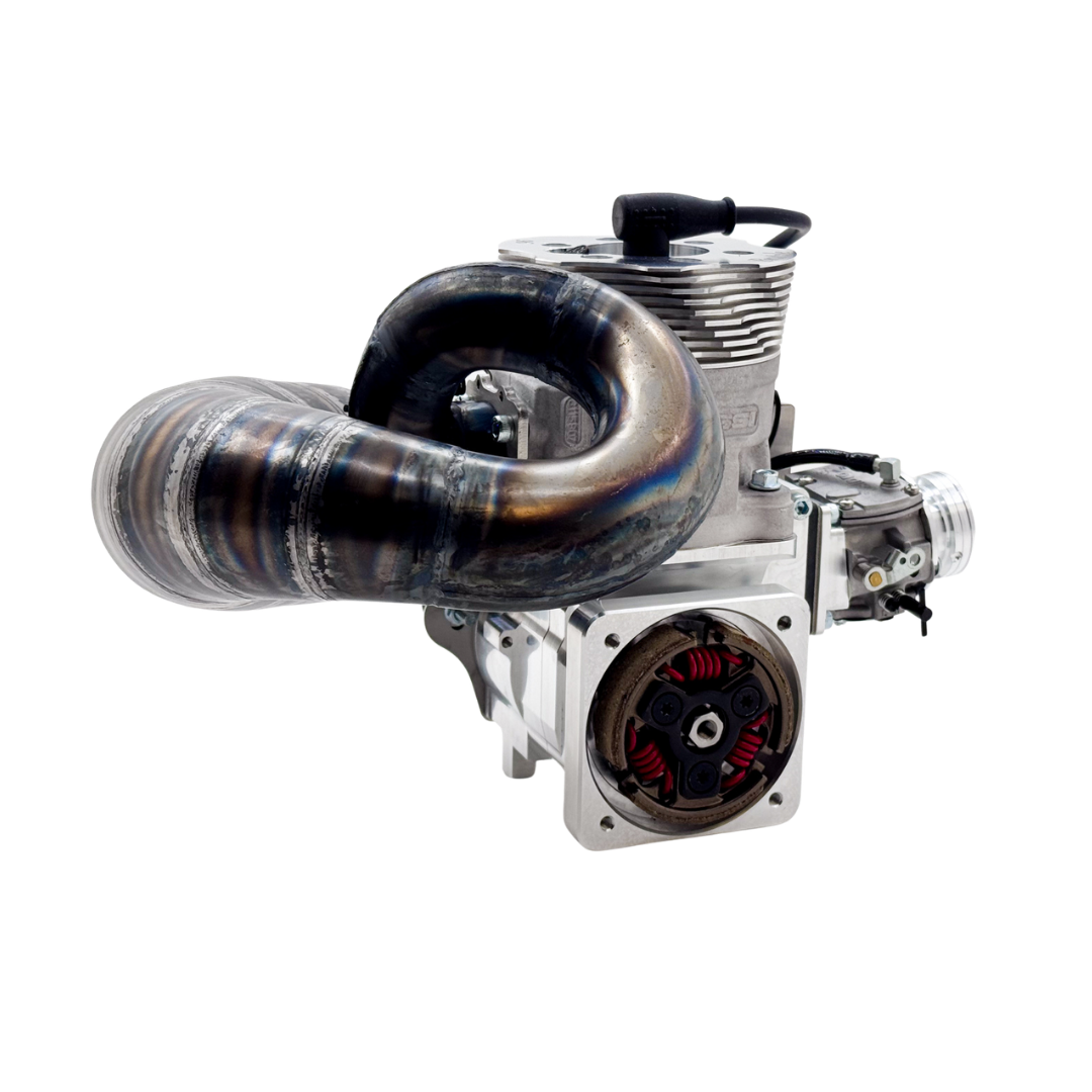 ALX Brutale 96cc Malossi GSR46 GoPed engine kit showing the exhaust pipe loop