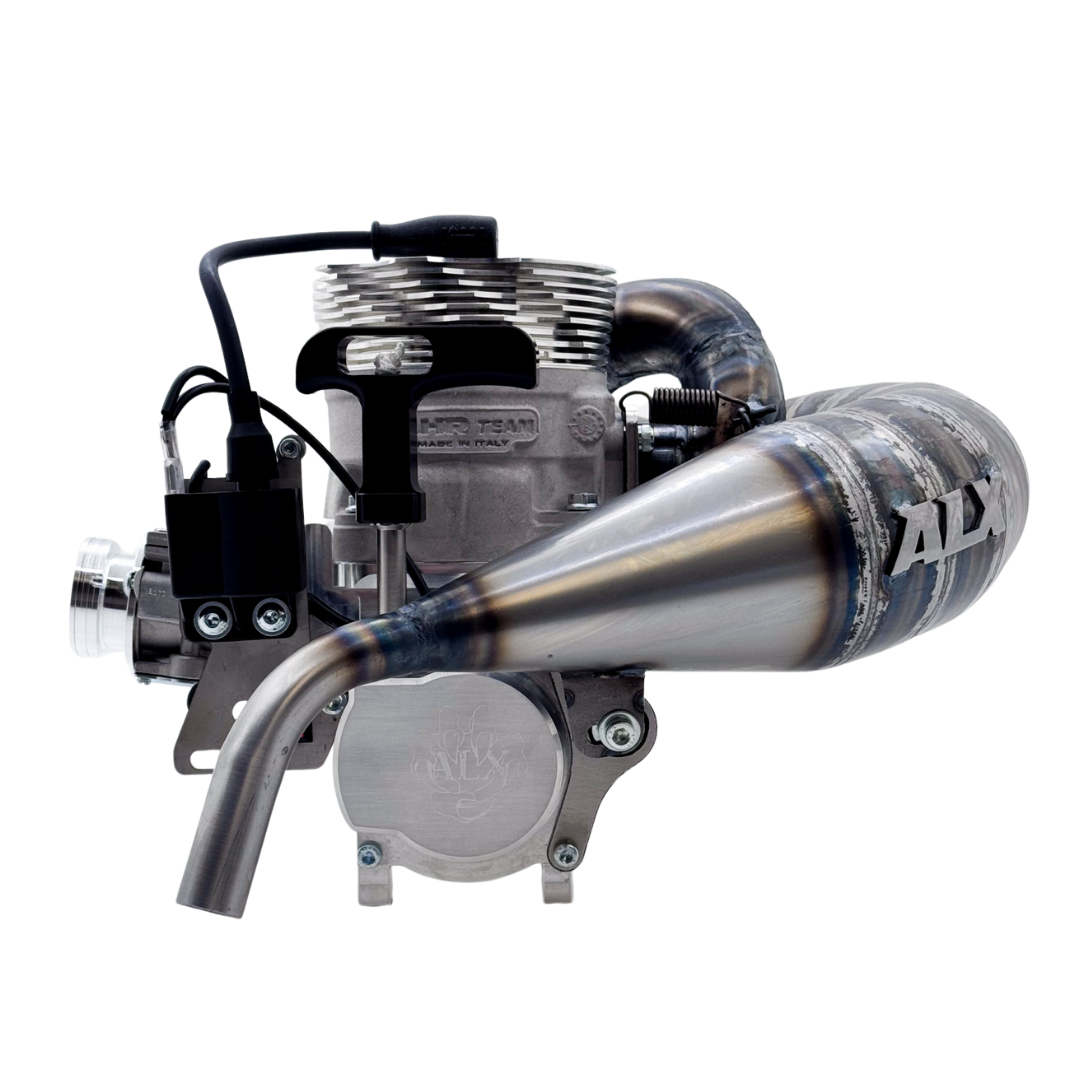 Rear angled view of ALX Brutale 96cc Malossi GSR46 GoPed engine kit