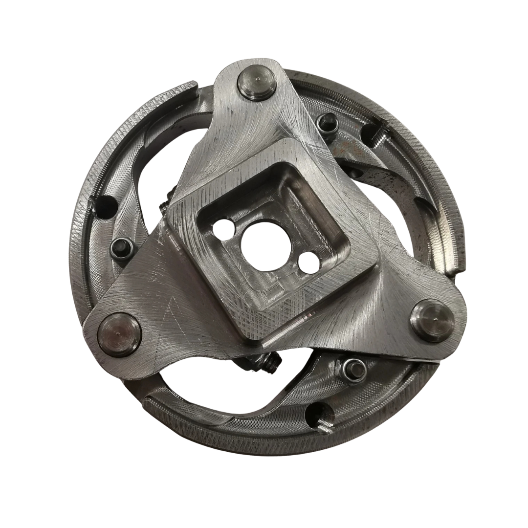 Metal mechanical component on a white background