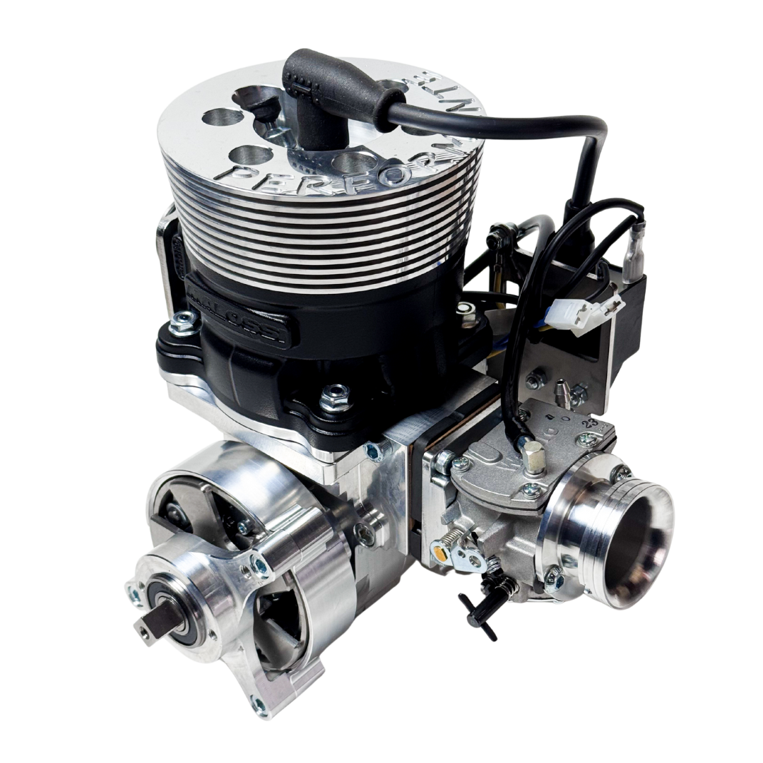 Engine block with various components on a white background