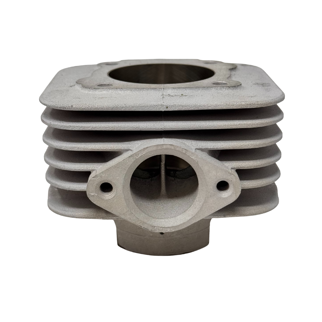 Metal engine cylinder block on a white background