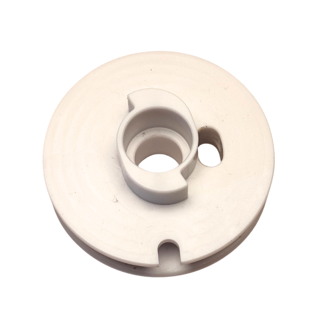 White plastic component on a white background