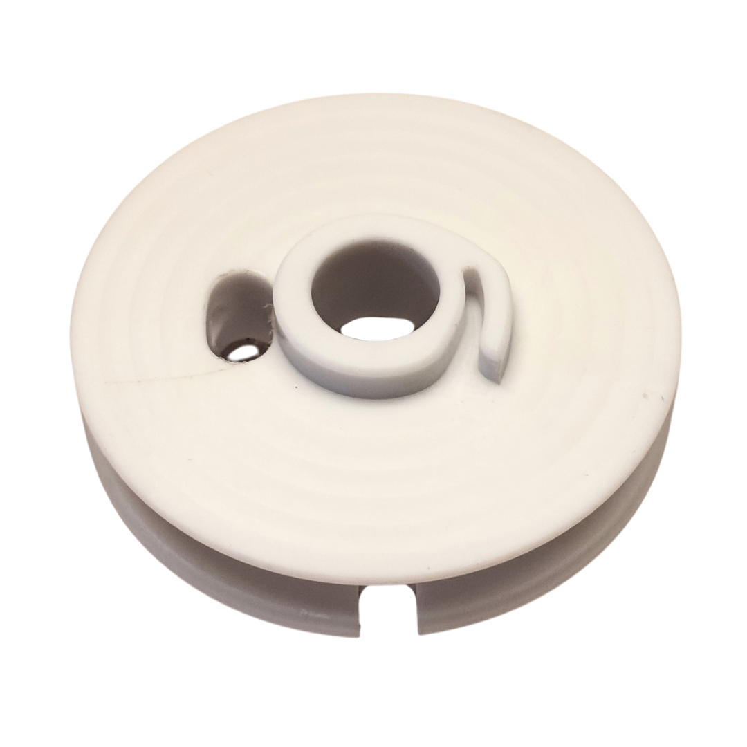 White plastic component on a white background