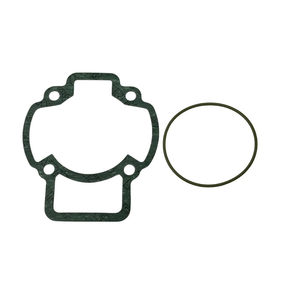 Gasket set with a large gasket and a smaller circular gasket on a white background