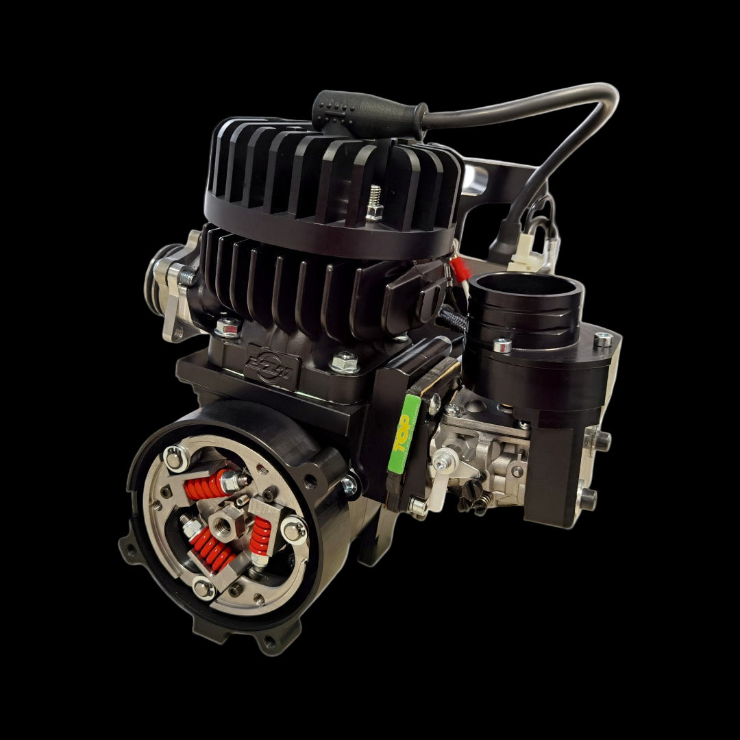 Black engine on a white background