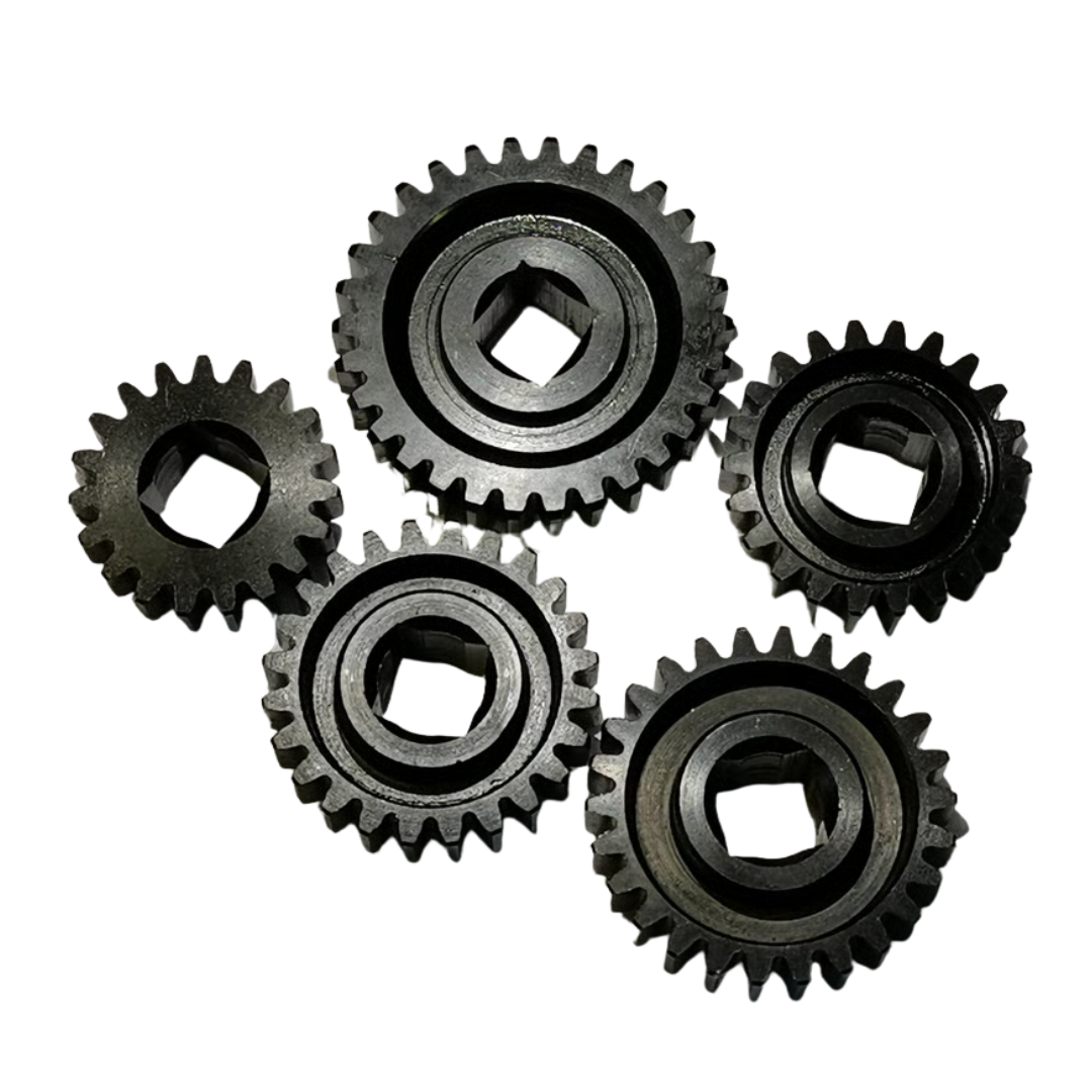 Set of black gears on a white background