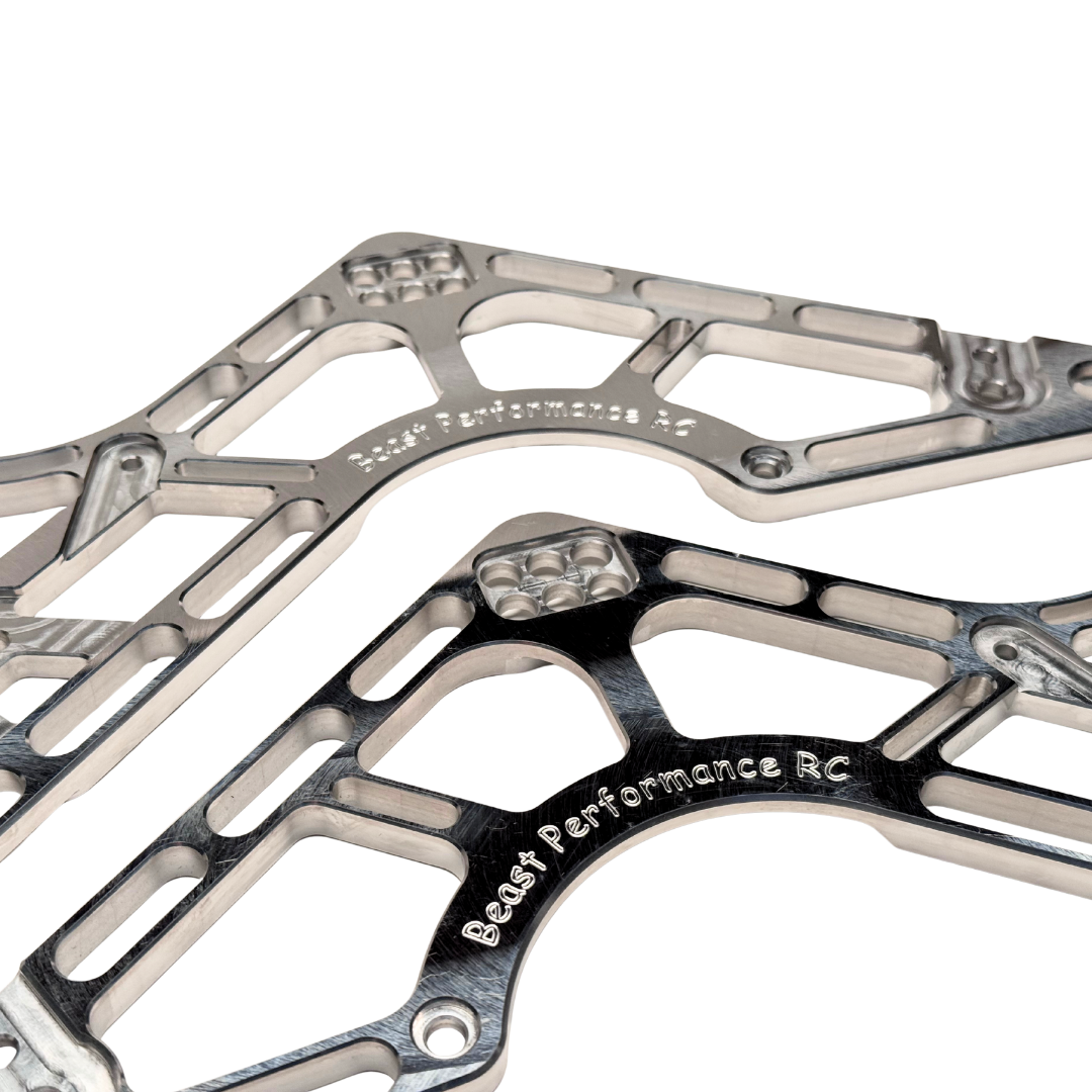 Metallic frame structure with 'Beast Performance RC' branding on a white background