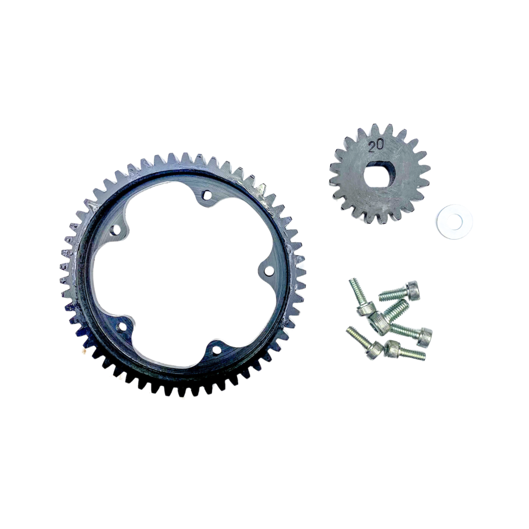 Mechanical gears and screws on a white background