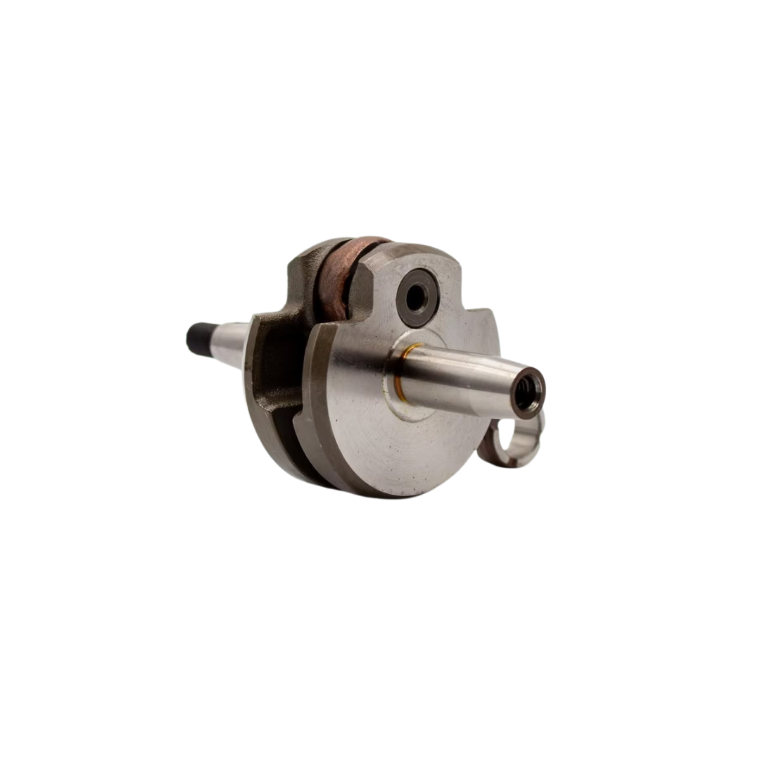 A metallic mechanical component, likely a bearing housing or gear part, featuring a silver steel body, a black splined shaft, and a copper-colored bearing race, shown on a plain white background.