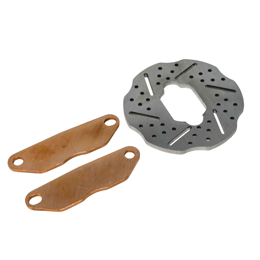 VEKTA brake rotor with two metal brackets on a white background