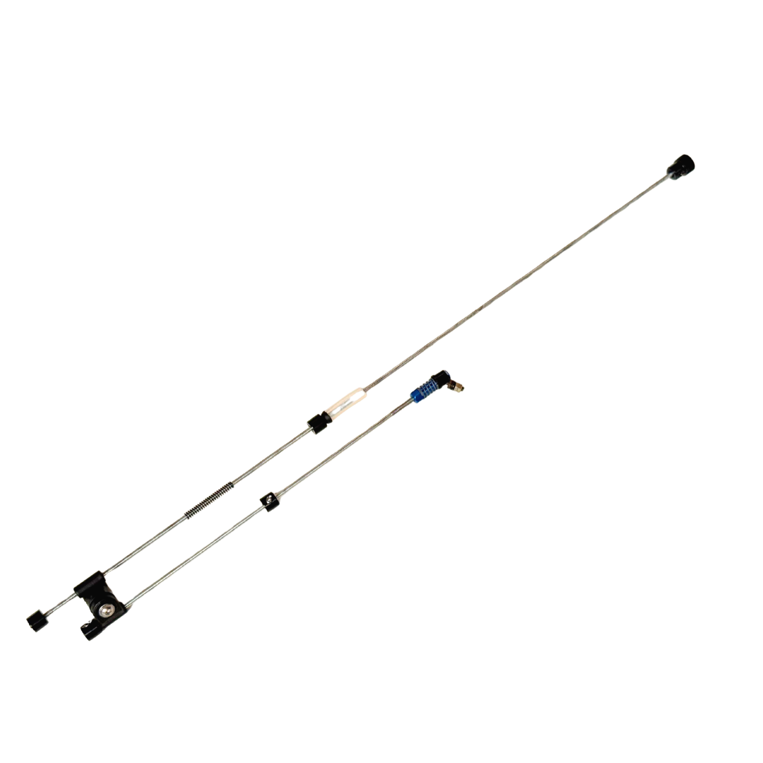 Two metal rods with connectors on a white background