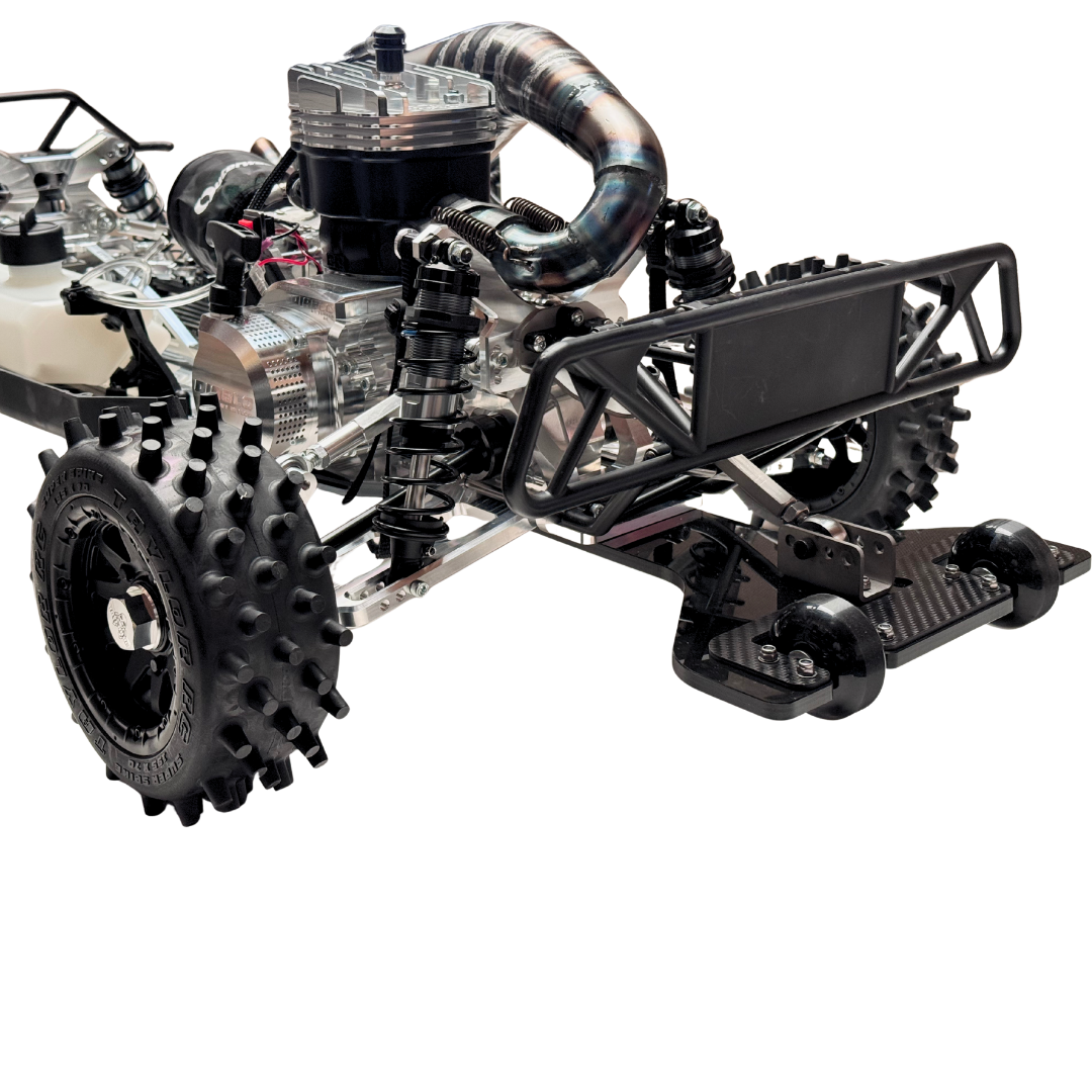 Rear angle view of the Diablo 88 Outlaw V4 ARTR build showing engine and suspension