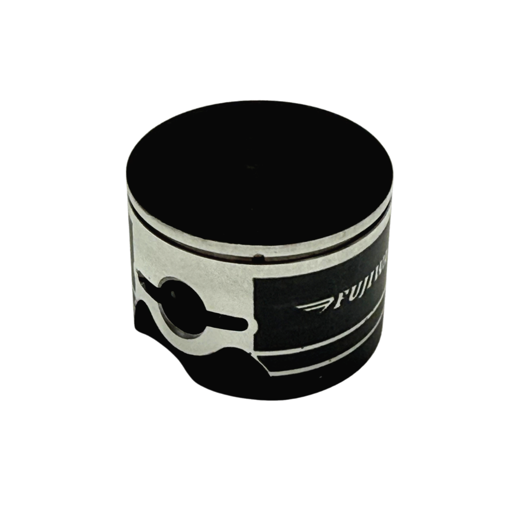 Black and silver piston on a white background