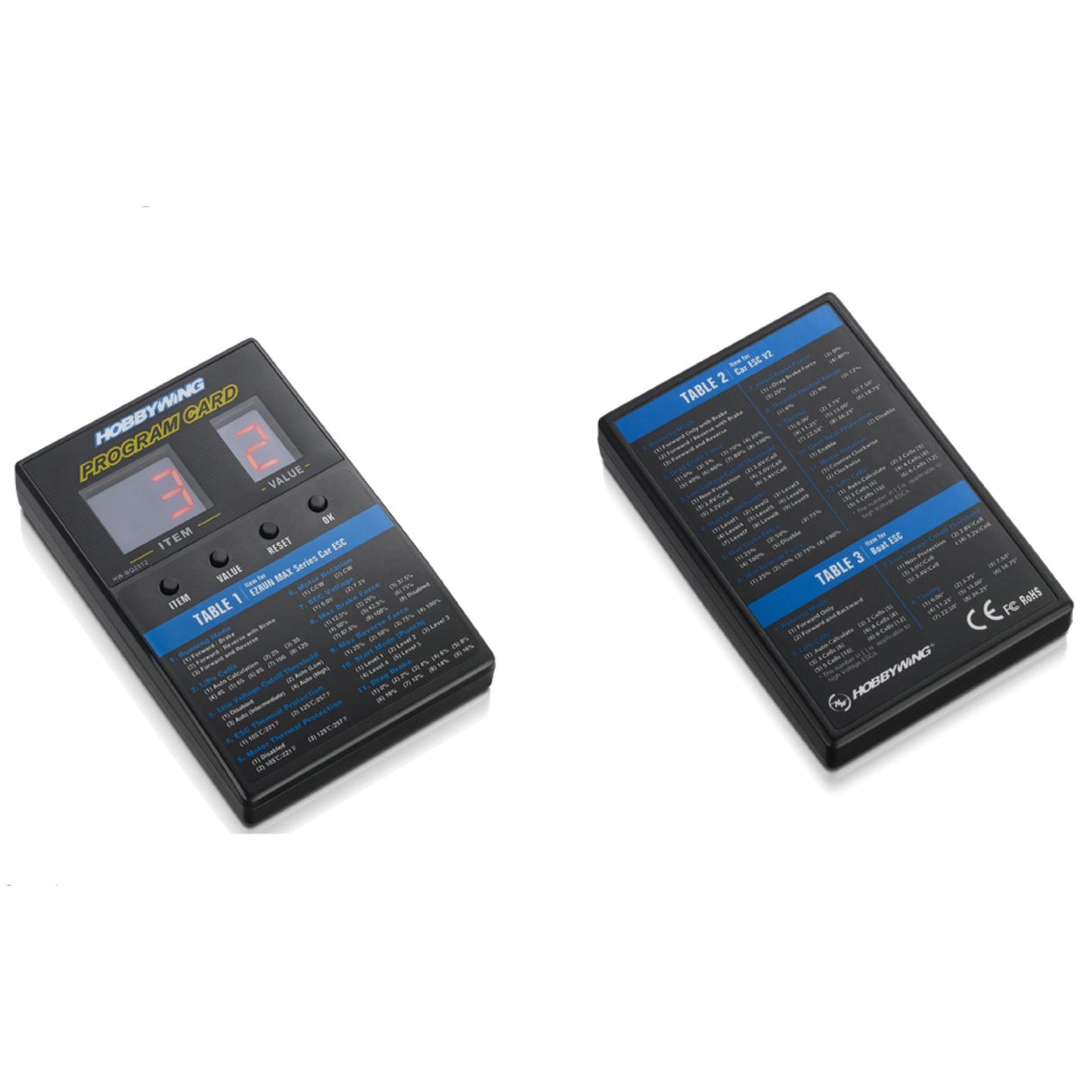 Two electronic devices with display screens on a white background