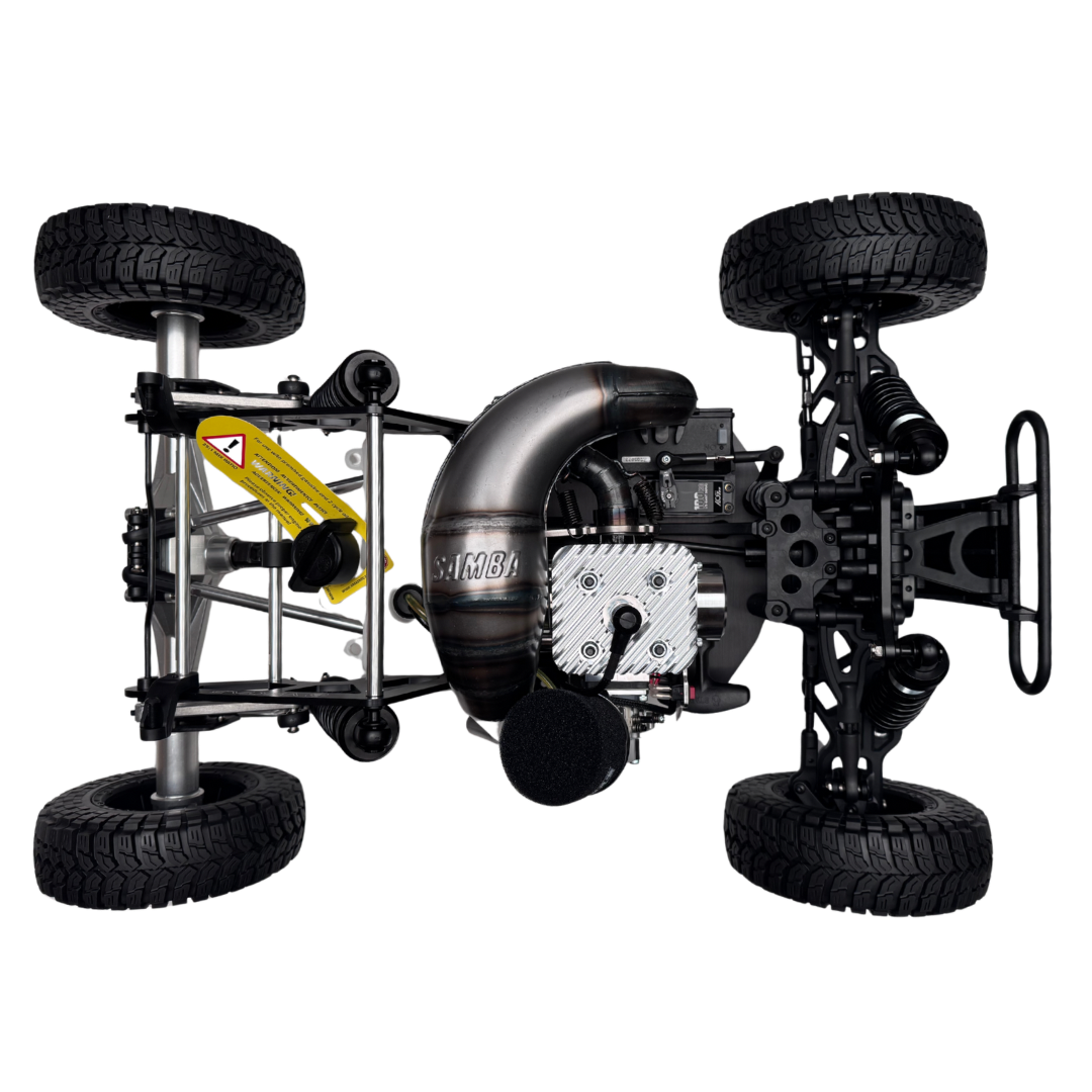 Engine and chassis of a vehicle on a white background