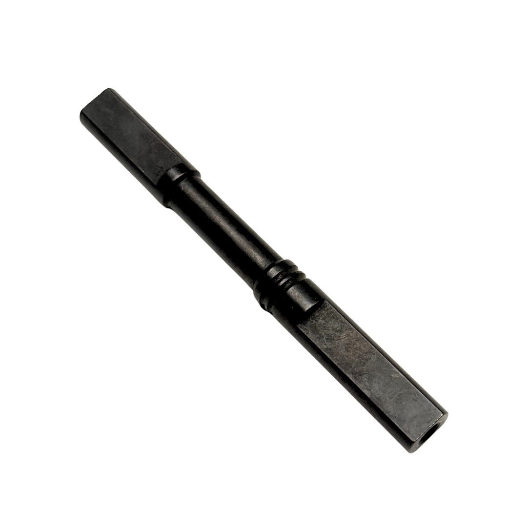 Black metal tool bit on a white background