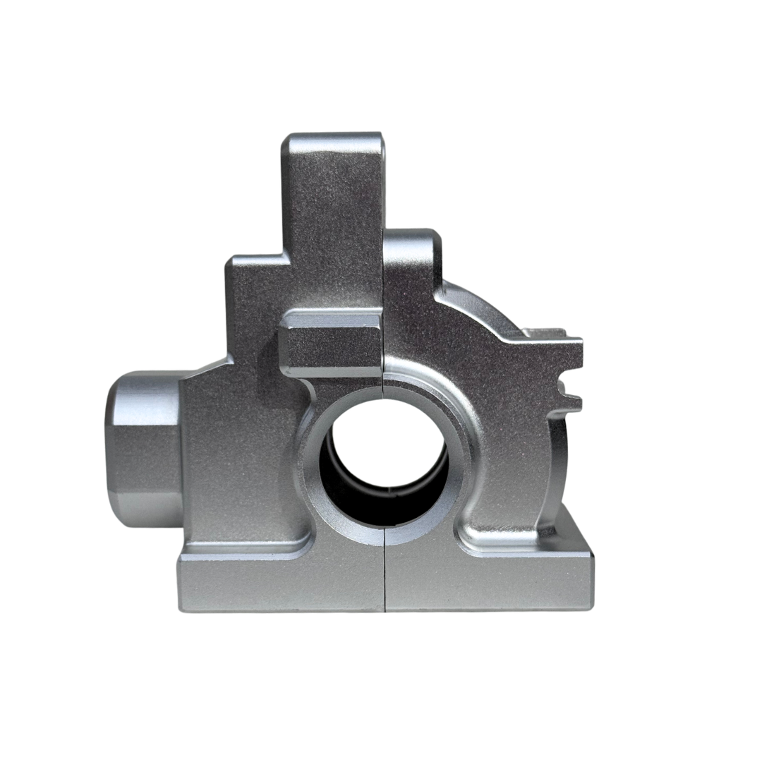 Metal mechanical component on a white background