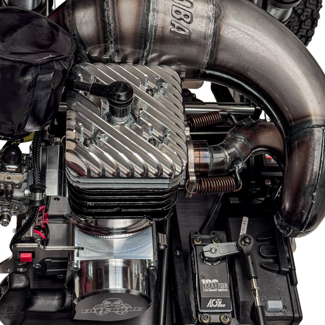 Close-up of a high-performance engine with visible branding