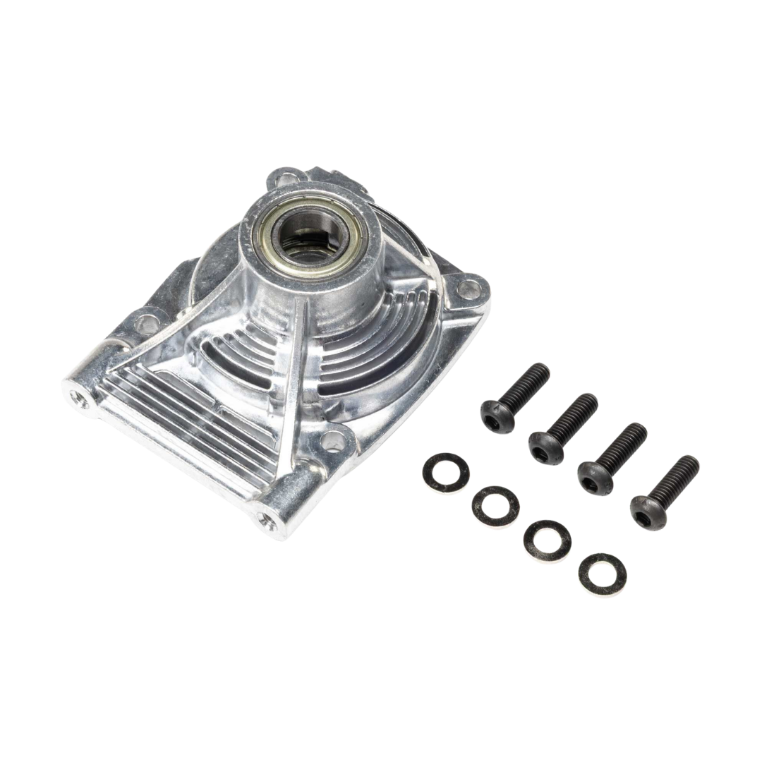 Losi 5IVE-T 3.0 raw silver clutch mount with bearings and mounting hardware, LOS-4160