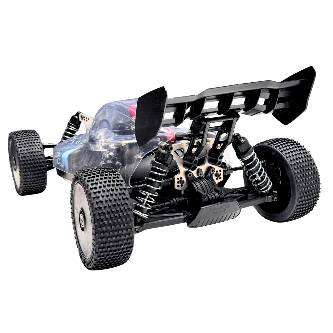 Model of a remote control car chassis on a white background