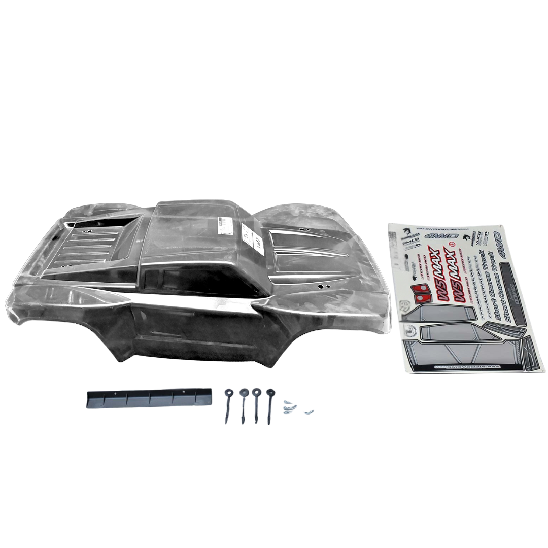 Car body kit with tools and instructions on a white background
