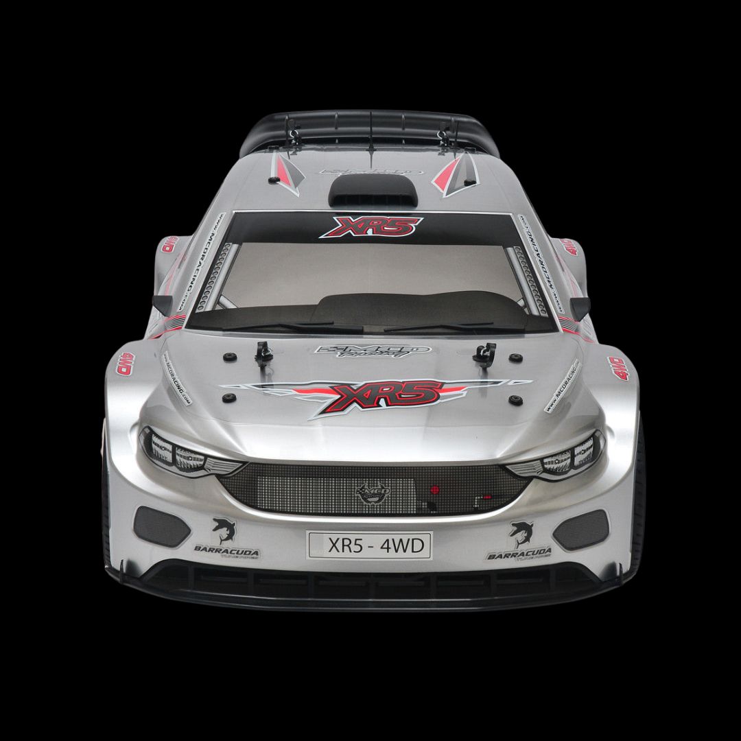 MCD XR5 FT-R with silver painted body shell front view