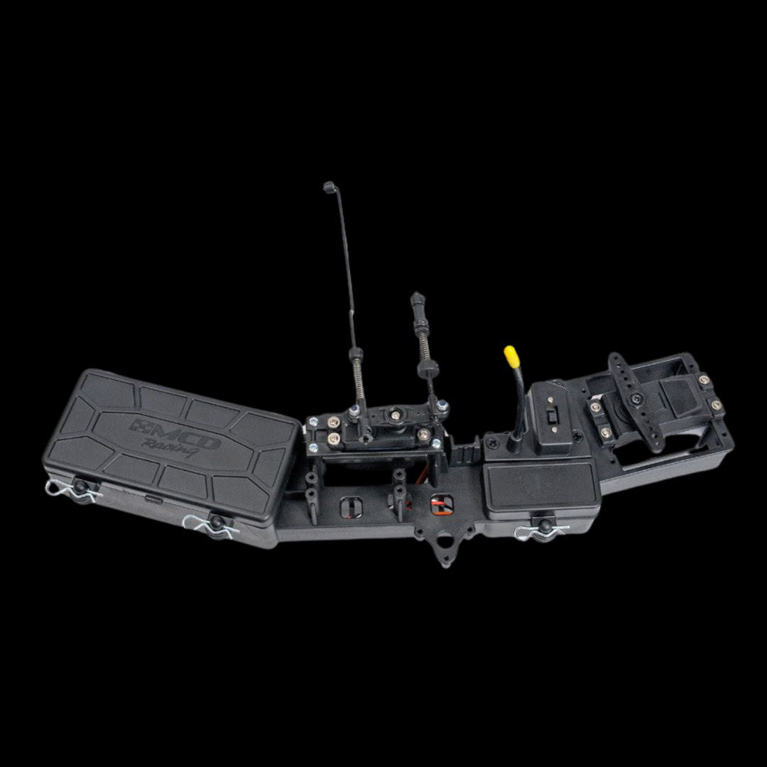 MCD XS5 Competition radio tray with servos mounted