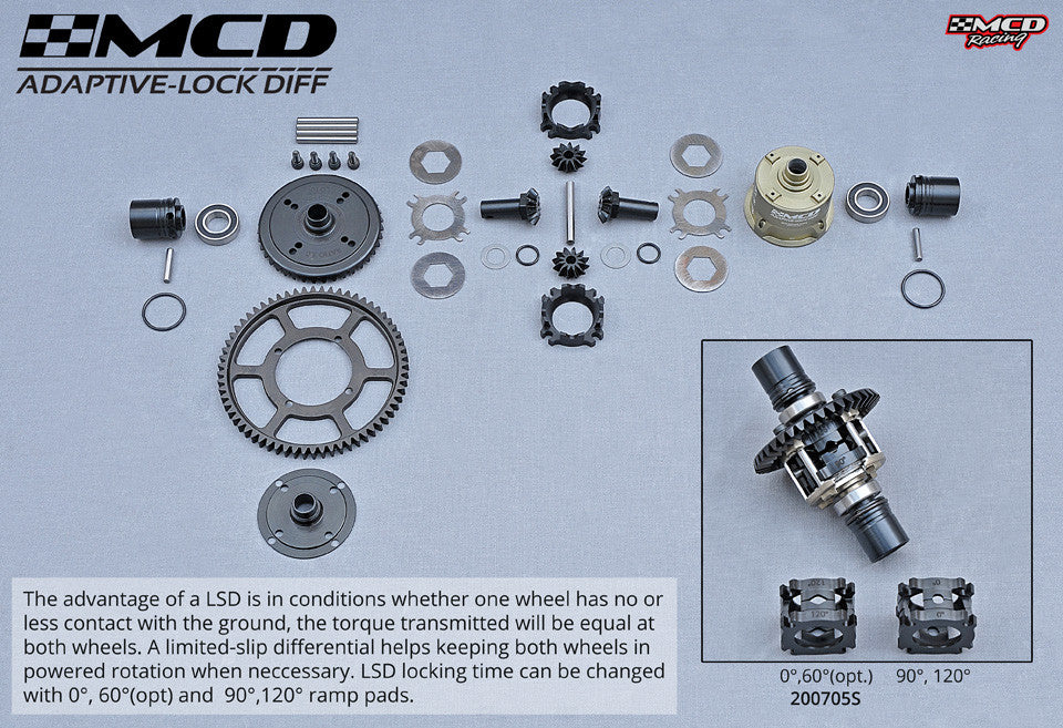 MCD Adaptive locking differentials with adjustable gears