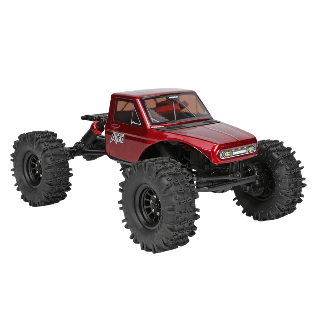 Red monster truck model on a white background