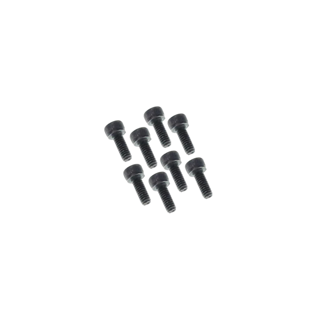 Set of black screws on a white background