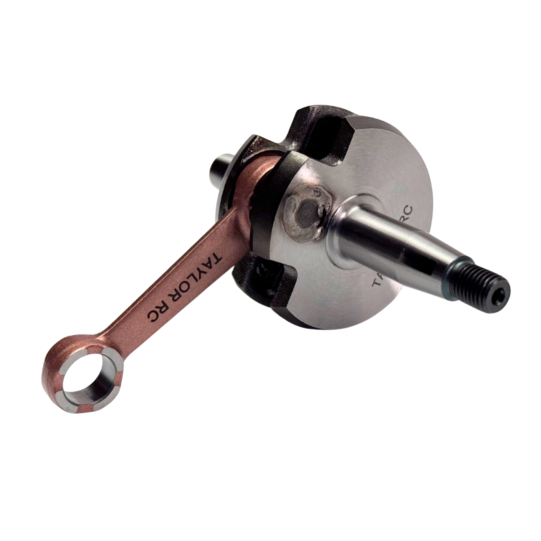 Metallic engine component with 'Taylor RC' branding on a white background
