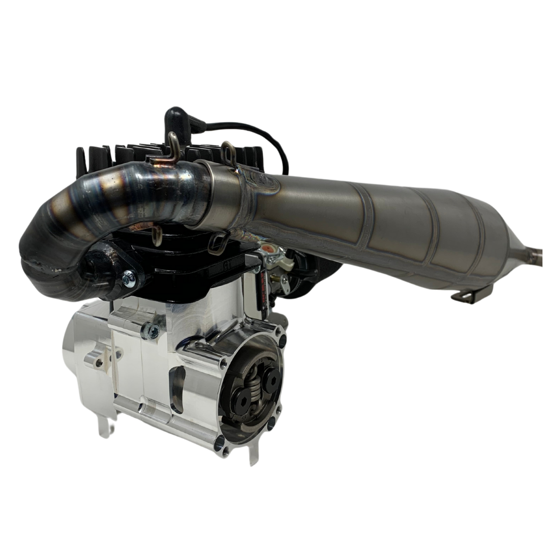 Engine or motor with exhaust system on a white background