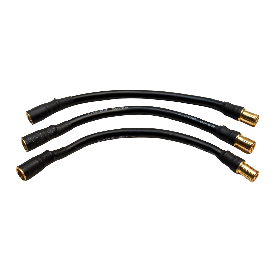 Taylor RC 8AWG cable extenders for VESLA.5 or VEKTA.5E, KRC412, flat view showing the three bullet-connector leads