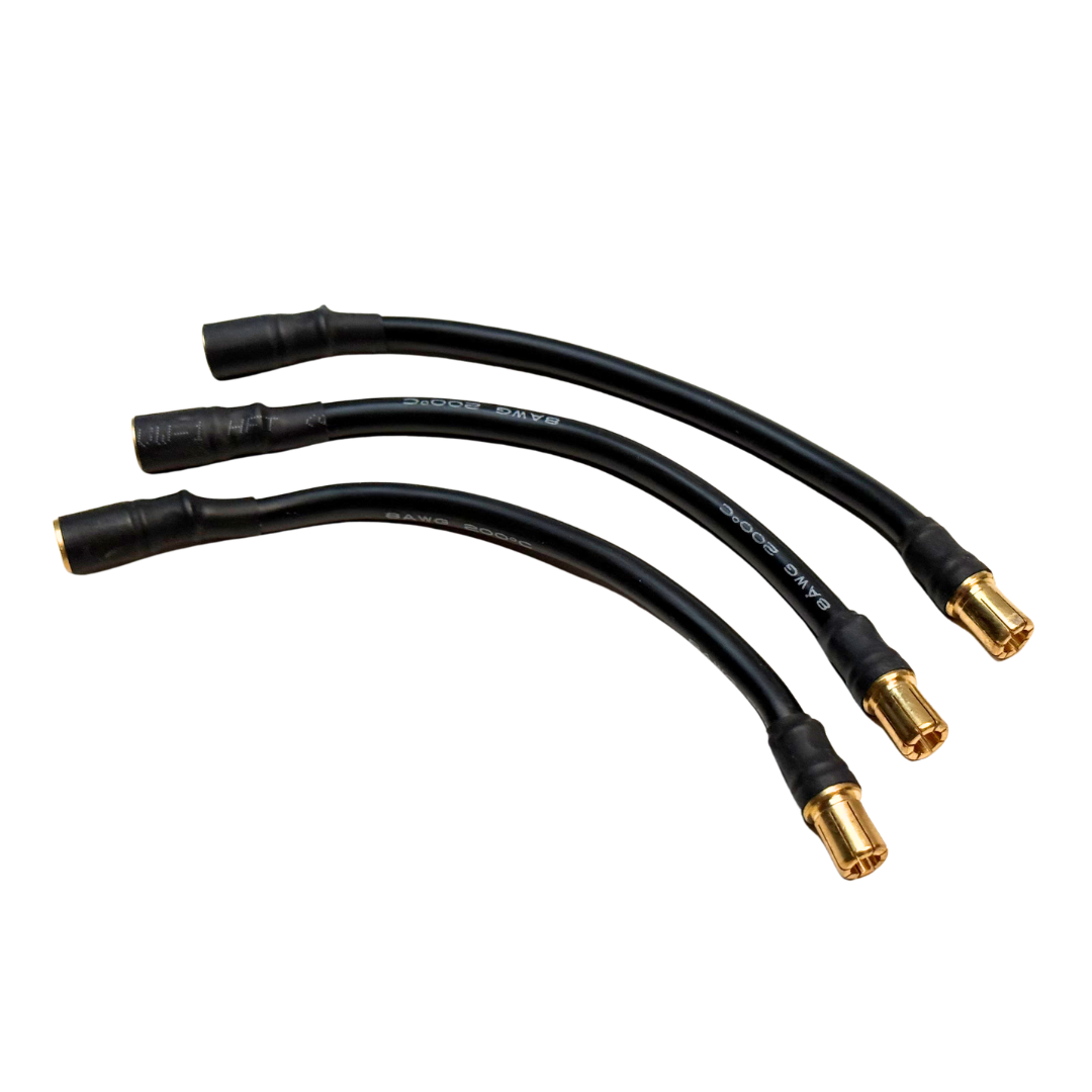 Taylor RC 8AWG cable extenders for VESLA.5 or VEKTA.5E, KRC412, angled view showing the three bullet-connector leads