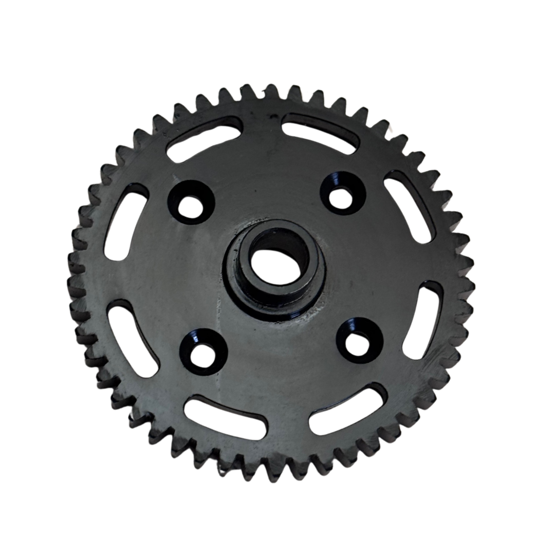 Black gear on a white background
