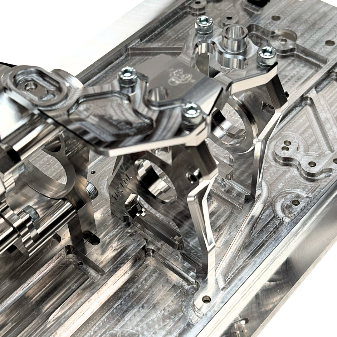 Close-up of a metallic mechanical component with intricate details