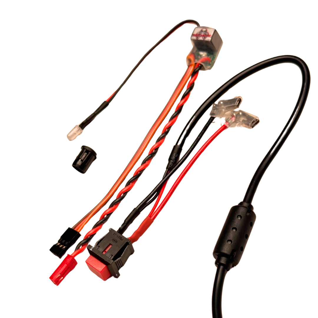 Wiring harness with connectors on a white background