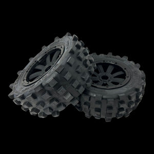 Pair of MadMax HD Belted 190mm Giant Grip Knobby Wheel/Tyre Set (2)