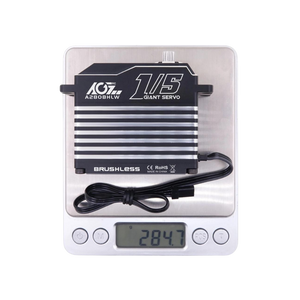 Servo on a digital scale displaying weight
