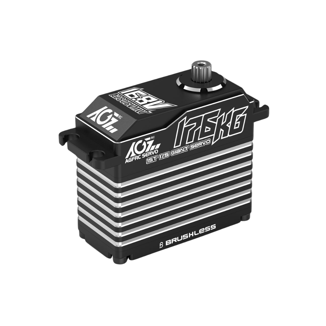 Servo motor with branding on a white background