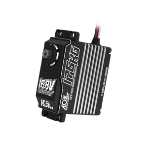 Black electronic component with branding on a white background