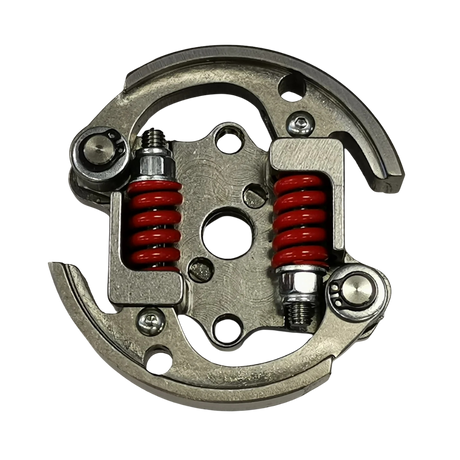 Mechanical clutch with red springs on a white background