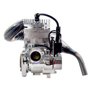 Close-up front view of ALX 85cc Malossi GSR46 GoPed engine kit showing carburettor intake