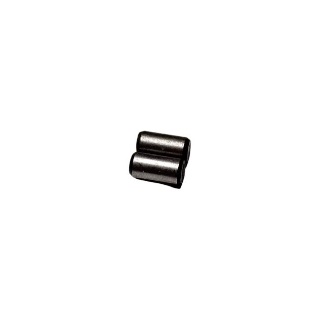 ALX crank case dowel set, 2 pieces, raw silver steel dowel pins shown at an angle