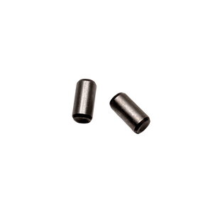 ALX crank case dowel set of 2 hardened steel dowel pins, close-up view showing their cylindrical shape and chamfered ends