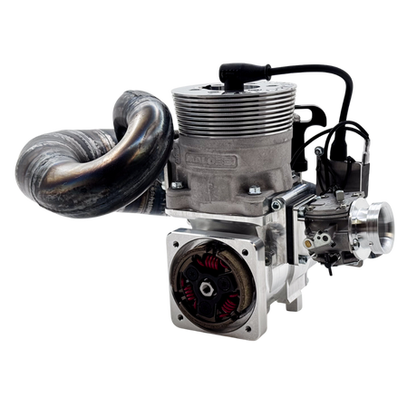 ALX Performante 71cc Malossi GSR46 GoPed engine kit shown at an angle with exhaust pipe fitted